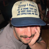 Sorry, I Have A Cat At Home - Beige / Navy Cotton