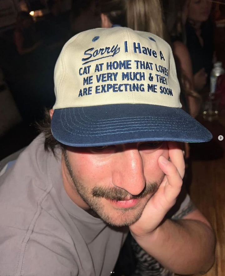 Sorry, I Have A Cat At Home - Beige / Navy Cotton