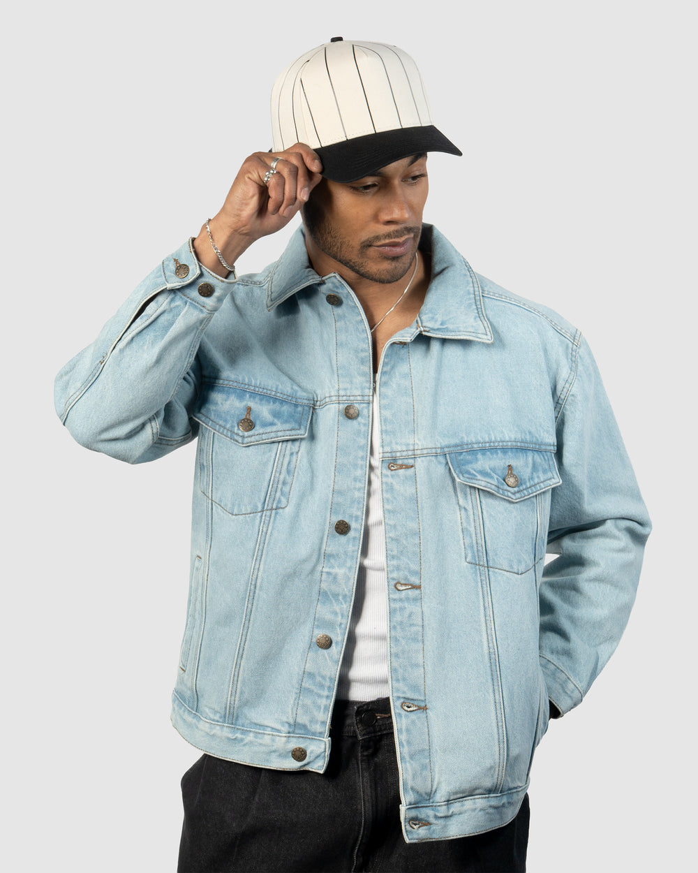 Outfielder Snapback - Black Pinstripe