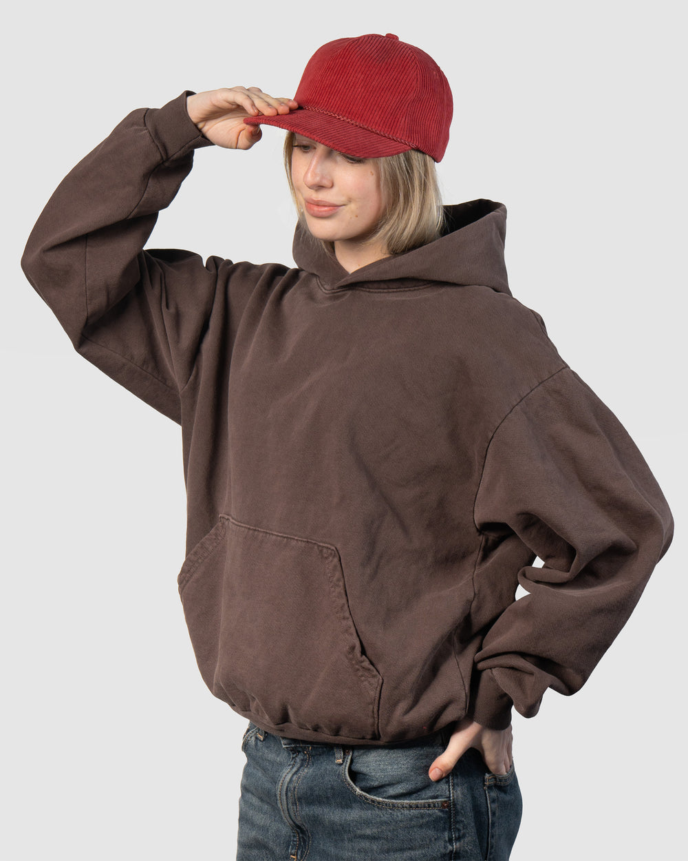 Relaxed Corduroy Snapback - Brick Red