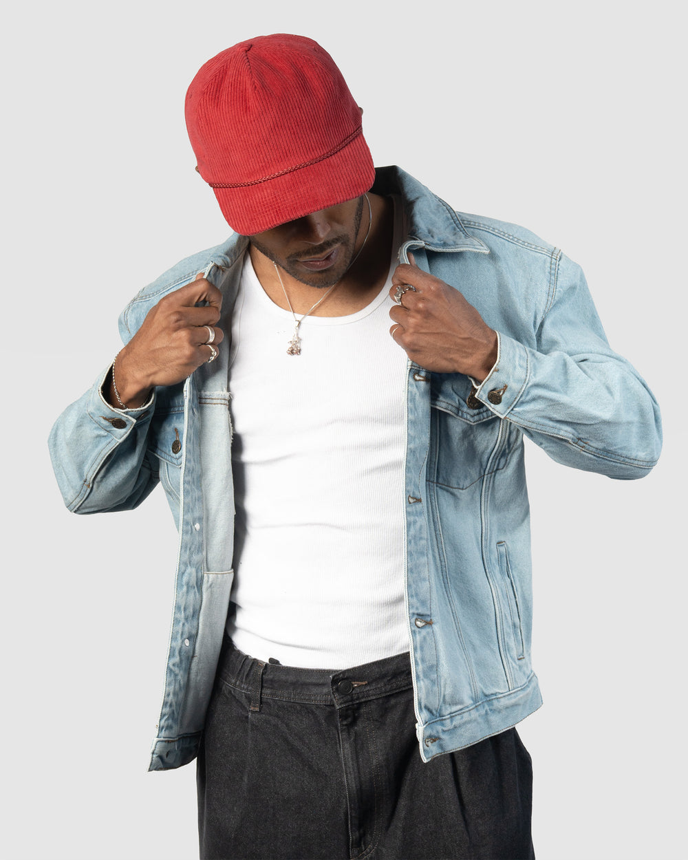 Relaxed Corduroy Snapback - Brick Red