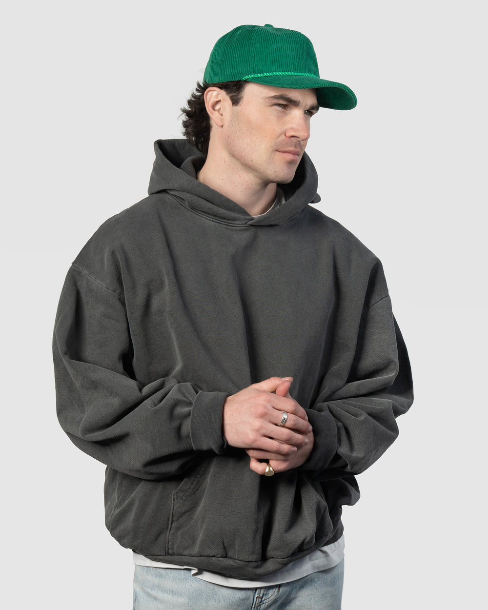 Relaxed Corduroy Snapback - Jade Green